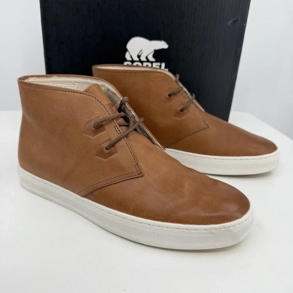 Sorel Men's Caribou Mod Chukka Boots size 8 Waterproof Brown Leather, Sea Salt